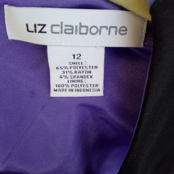 NWT Liz Claiborne Purple Black Sleeveless Stretch Midi Skirt size 12 Body Con - Picture 6 of 6